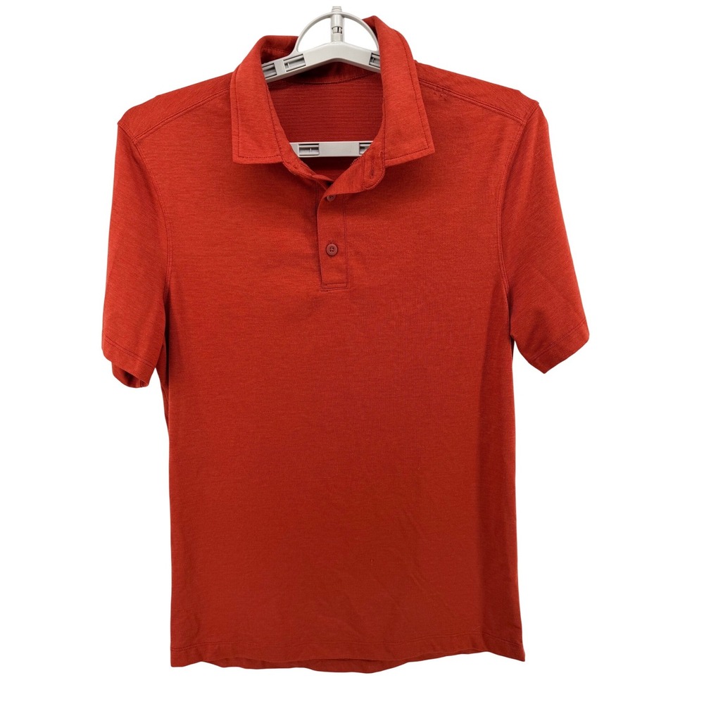 Lululemon Mens Evolution Polo Shirt Rust‎ Orange Heathered Short Sleeve Size XS